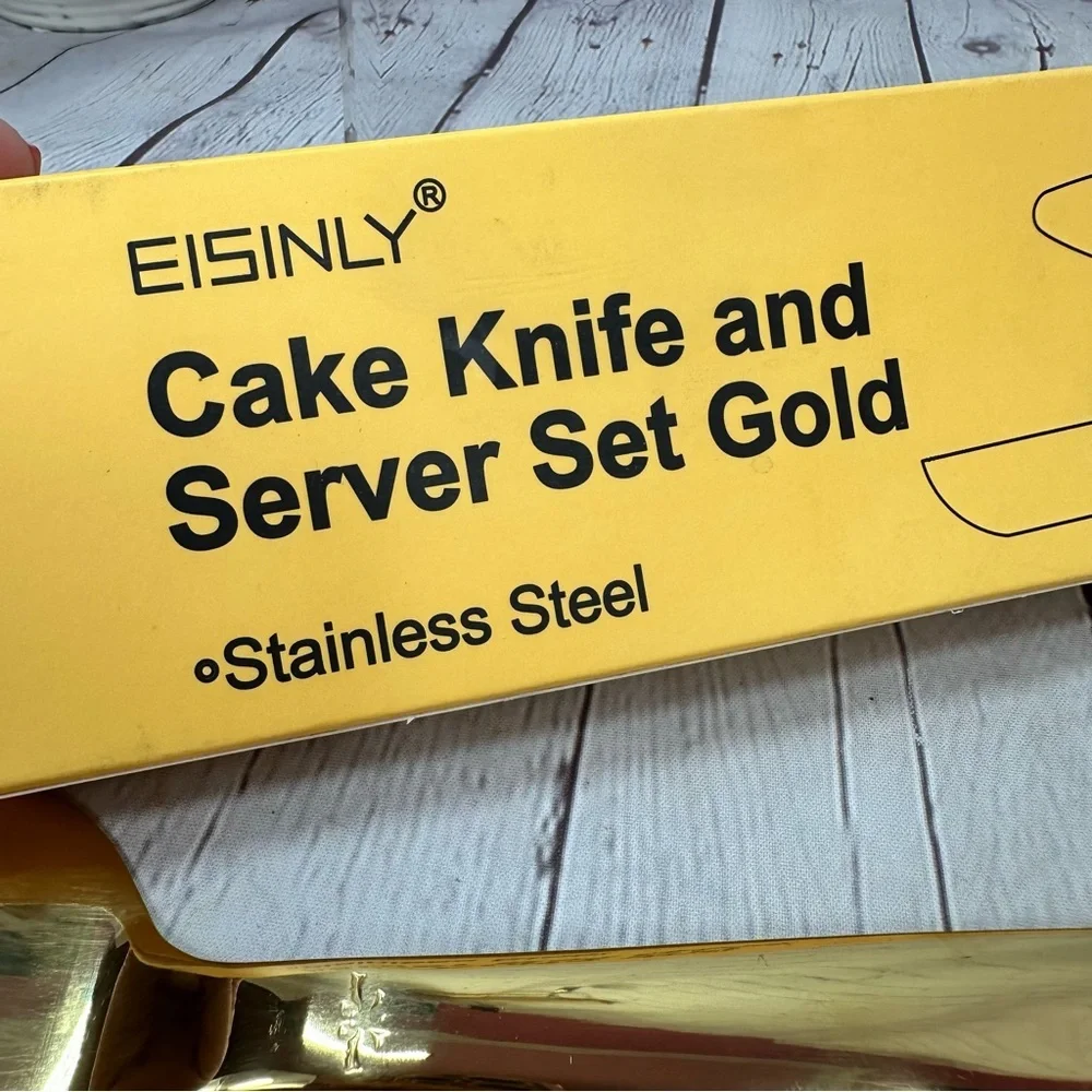 Eisinly Gold Cake Knife Server Set wedding formal stainless steel bridal shower